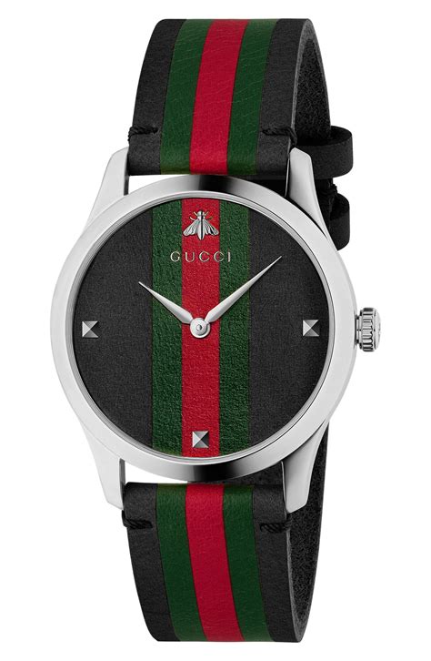 gucci 358 s|gucci 38mm leather strap watch.